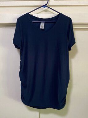 Time and Tru, Maternity, navy, short sleeve tunic w/ruched sides, size L